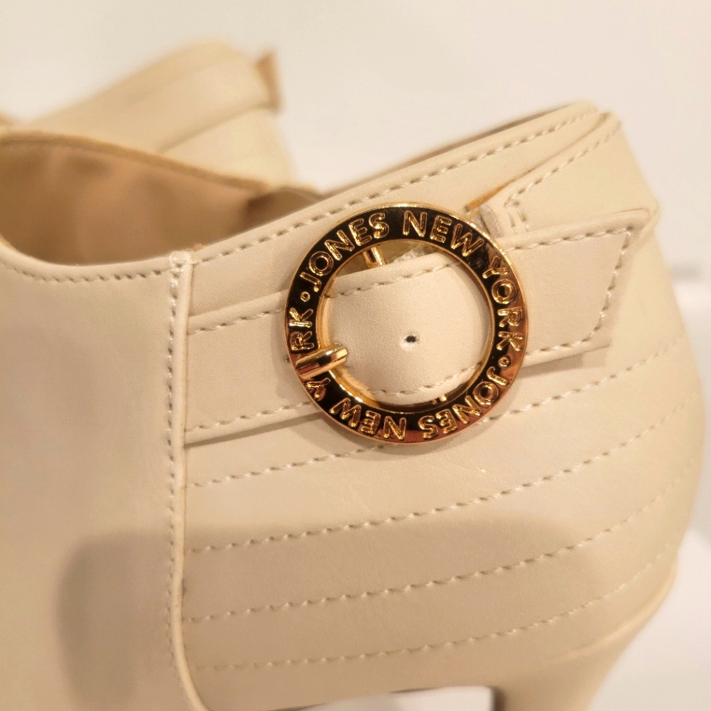 JONES NEW YORK PEPITO CREAM PEEP TOE ANKLE BOOTIES SIZE 8 - Picture 5 of 10
